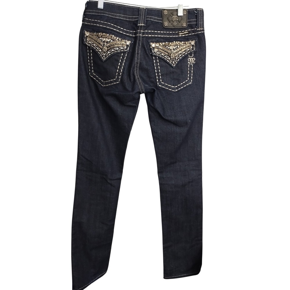 Miss‎ Me Straight Thick Stitch Embellished Metal Festival Western Boho Jean 28